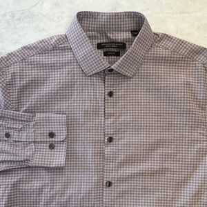John Varvatos Men 16 34/35 M/L Slim Fit Signature Tailored Check Dress Shirt LS